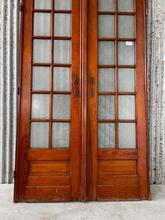 Antieke set deuren met glas stijl in Hout en glas ,