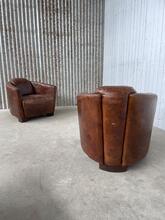 Design style Vintage armchairs leather 1950s in Leather, Europe 20e eeuw