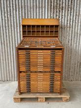 Industrial style Industrial letter press in wood, chest of drawers