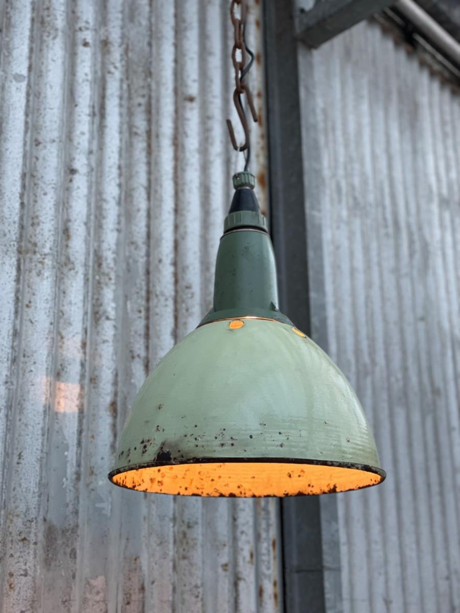 10+ Industrial Green enamel lamp