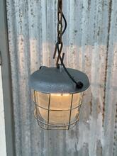 Industrial style Grey cage lamp in Glass and iron