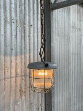 Industrial style Grey cage lamp in Glass and iron