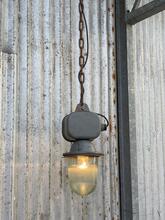 Grijze lamp Industrieel stijl in ijzer en glas ,