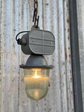 Grijze lamp Industrieel stijl in ijzer en glas ,