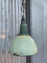 Groen emaille lamp Industrieel stijl in Emaille,