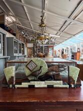 Art deco klok brons beeld fazant Antiek stijl in marmer, 1930