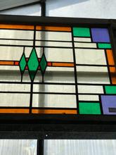 Antiek glas in lood raam Antiek stijl in Hout en glas,