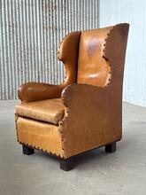 Konings fauteuil brutalistisch leer Antiek stijl in Leer, Europa