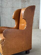 Konings fauteuil brutalistisch leer Antiek stijl in Leer, Europa