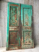 Antieke blauwe set deuren Antiek stijl in Hout,