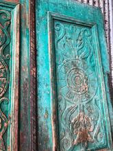 Antieke blauwe set deuren Antiek stijl in Hout,