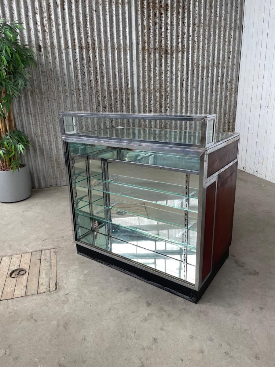 Antique Antique glass counter with drawers