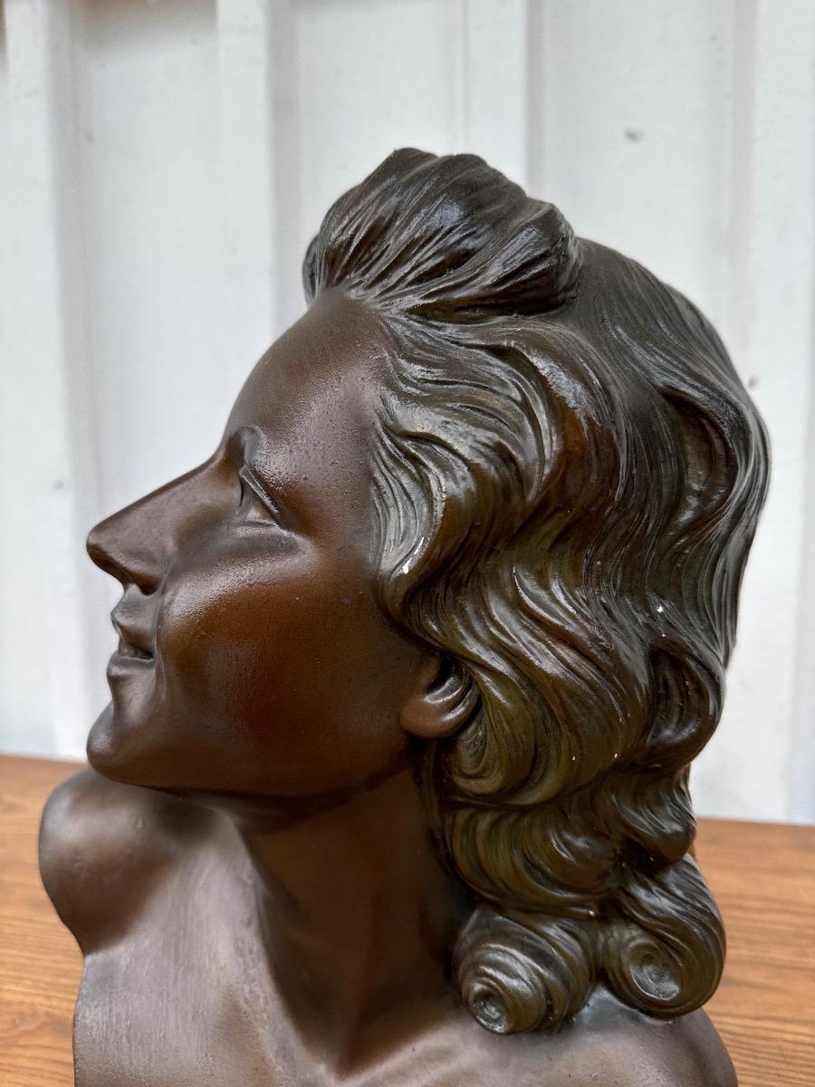 Antique Art deco plaster statue of a woman