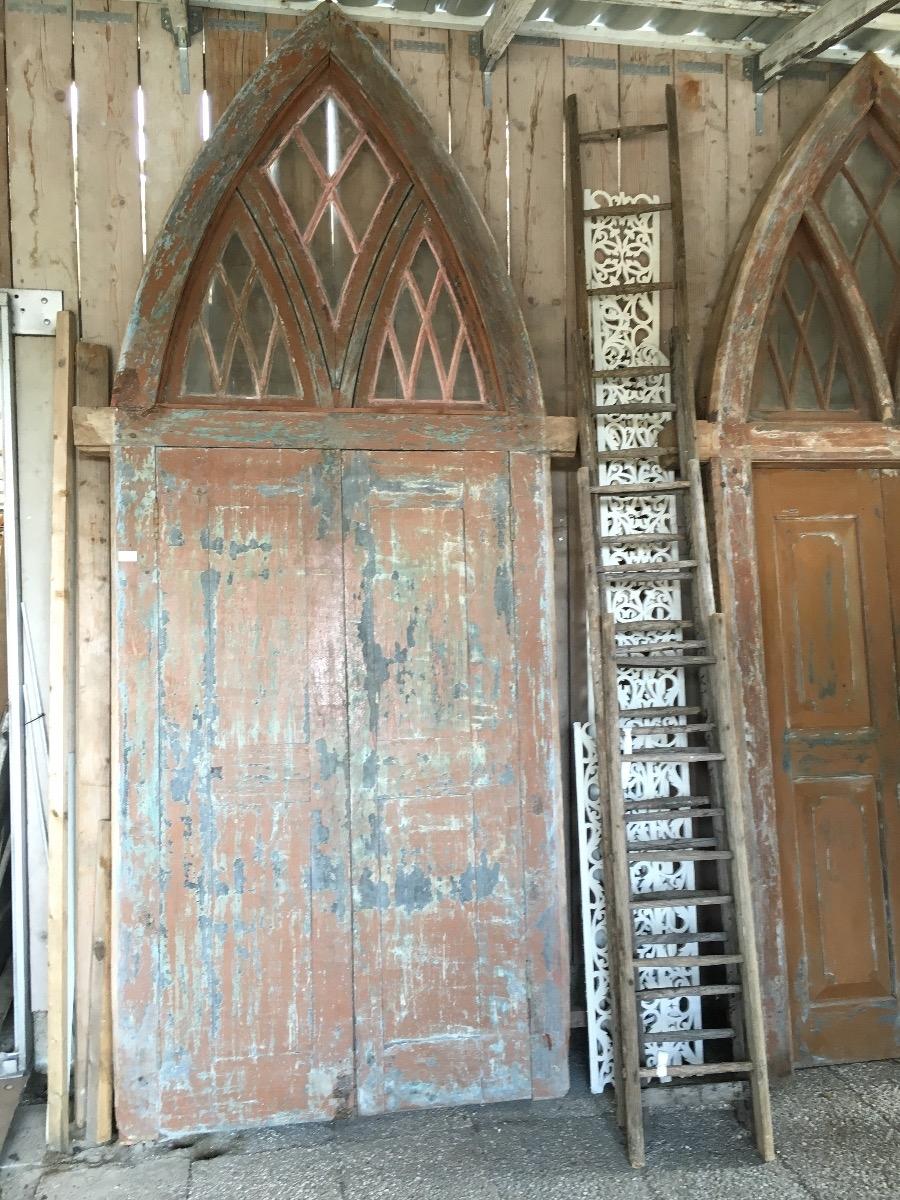 Antique church doors in frame