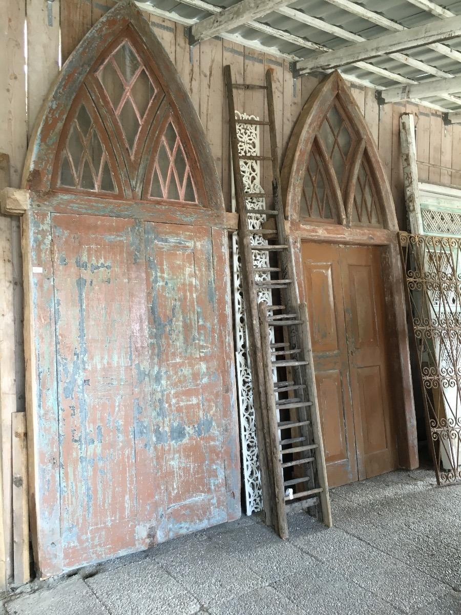 Antique church doors in frame