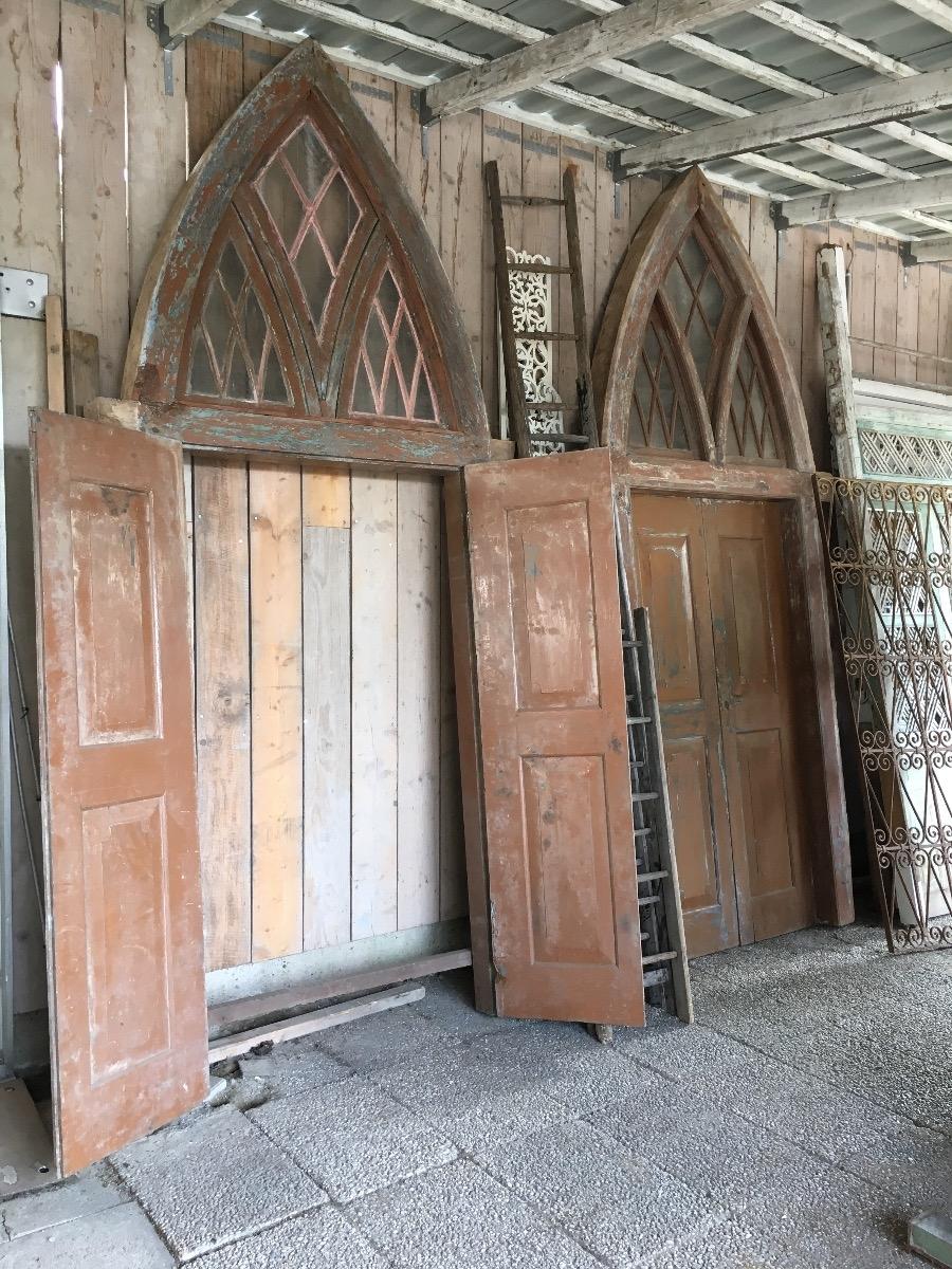 Antique church doors in frame