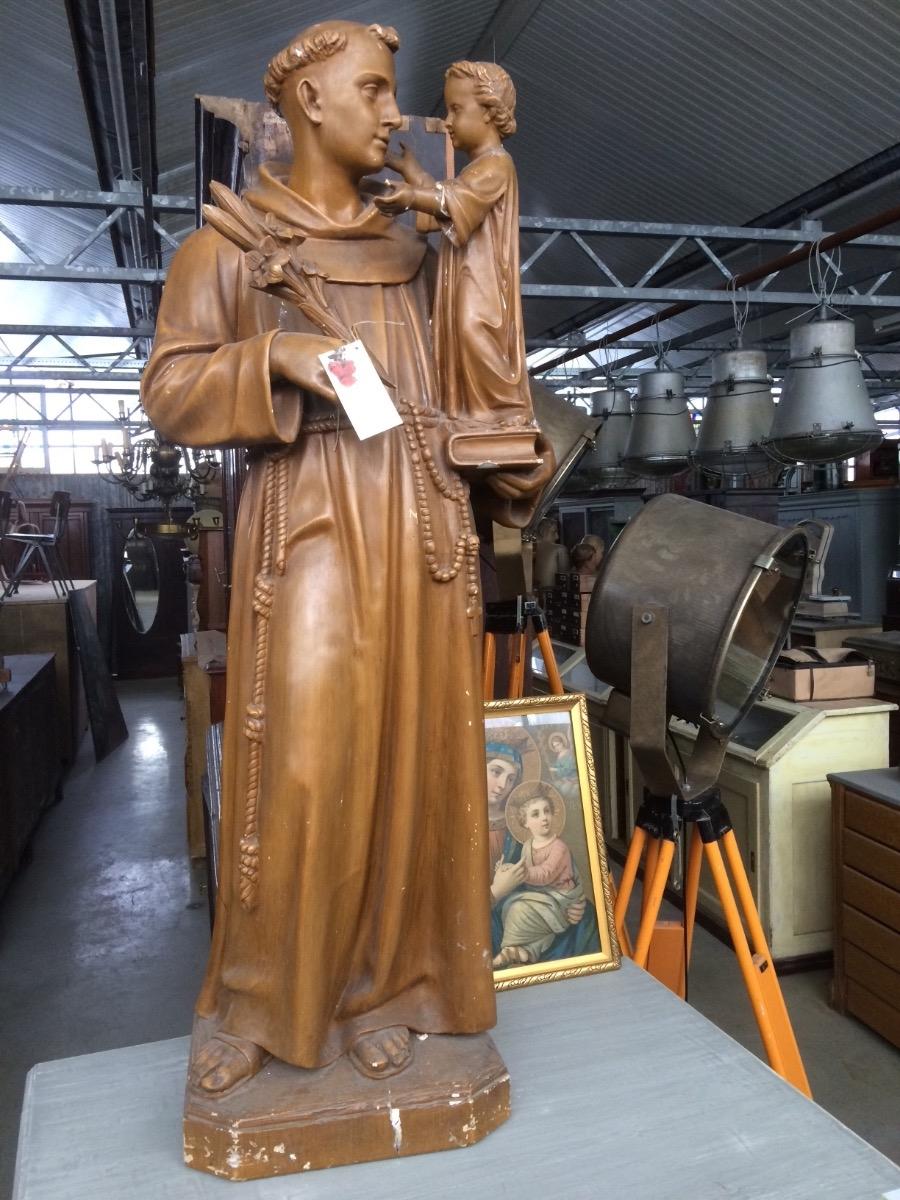 Antique church plaster statue old original color