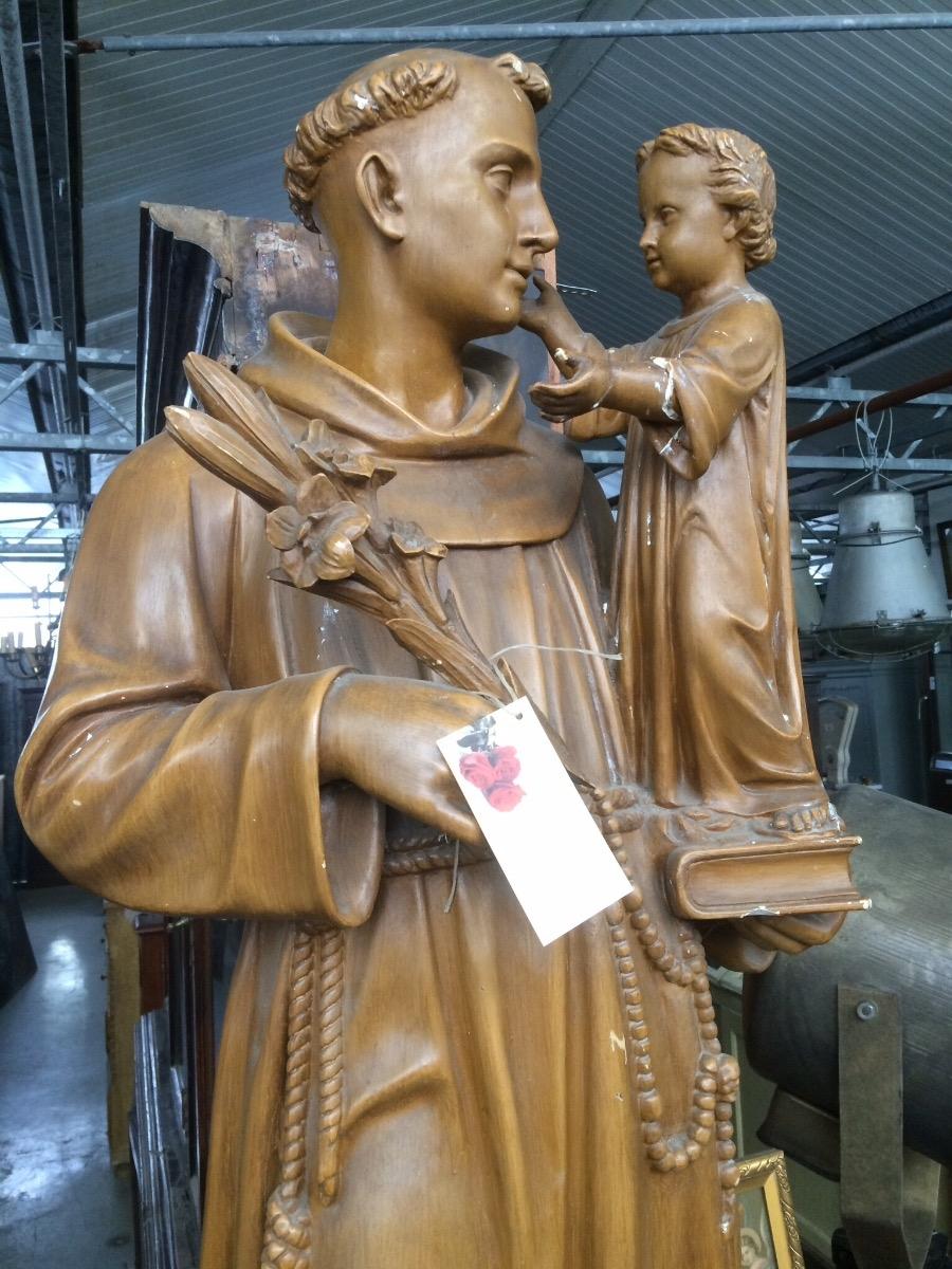 Antique church plaster statue old original color