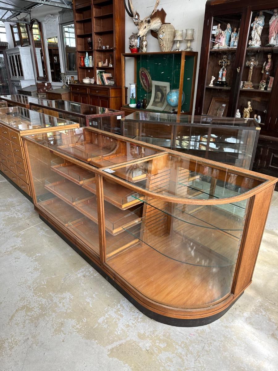 Antique counter with glass