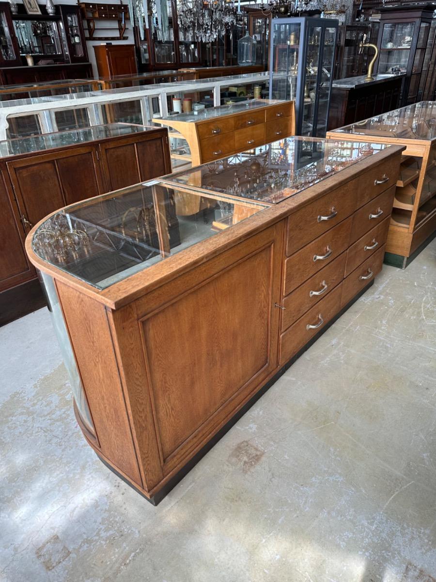 Antique counter with glass