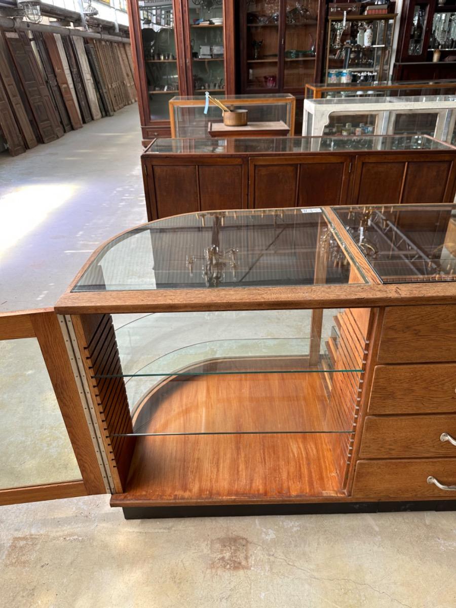Antique counter with glass