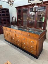 Antique style Counter with glass in wood and glass, Europe