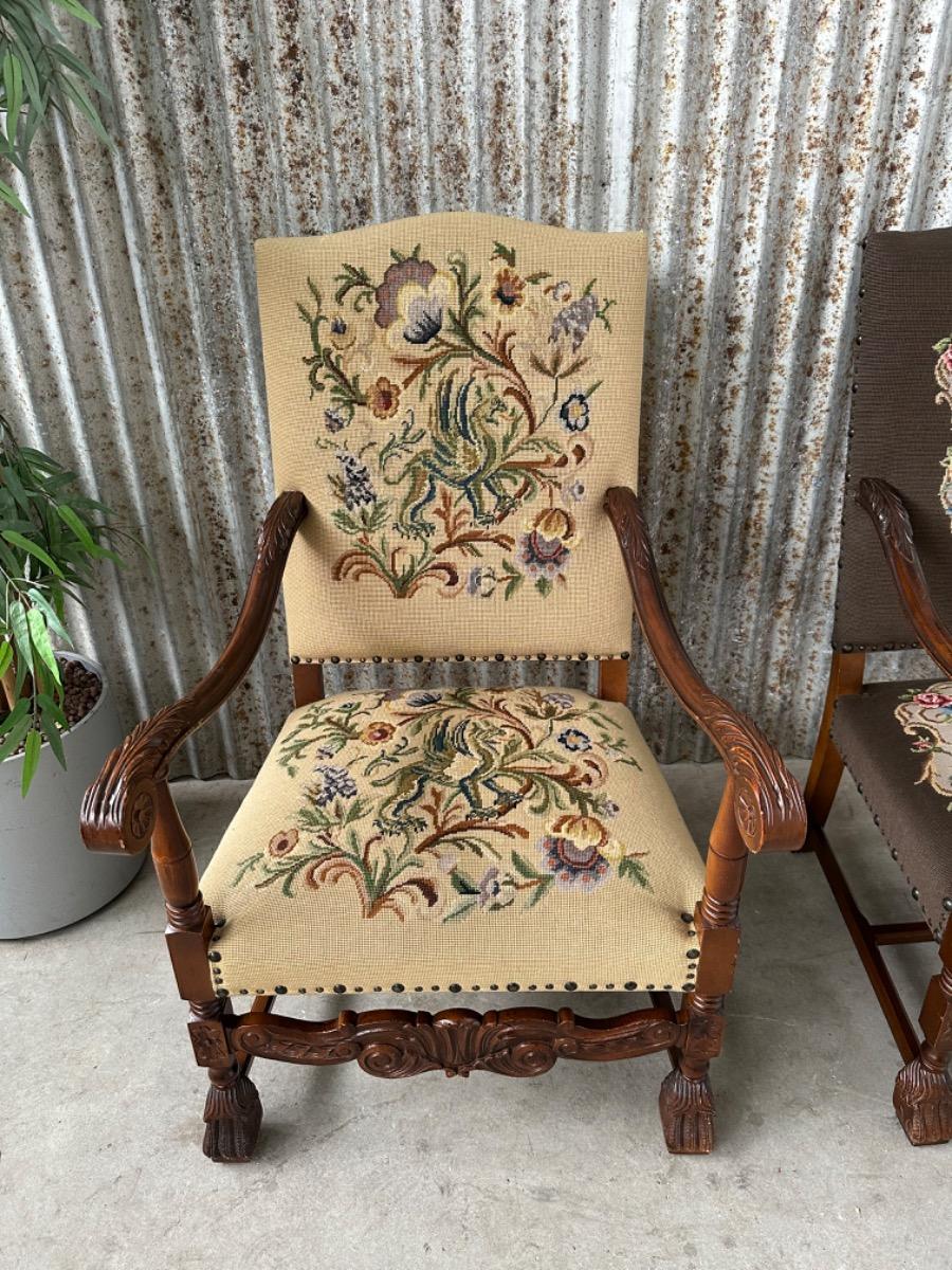 Antique  Embroidered Armchairs