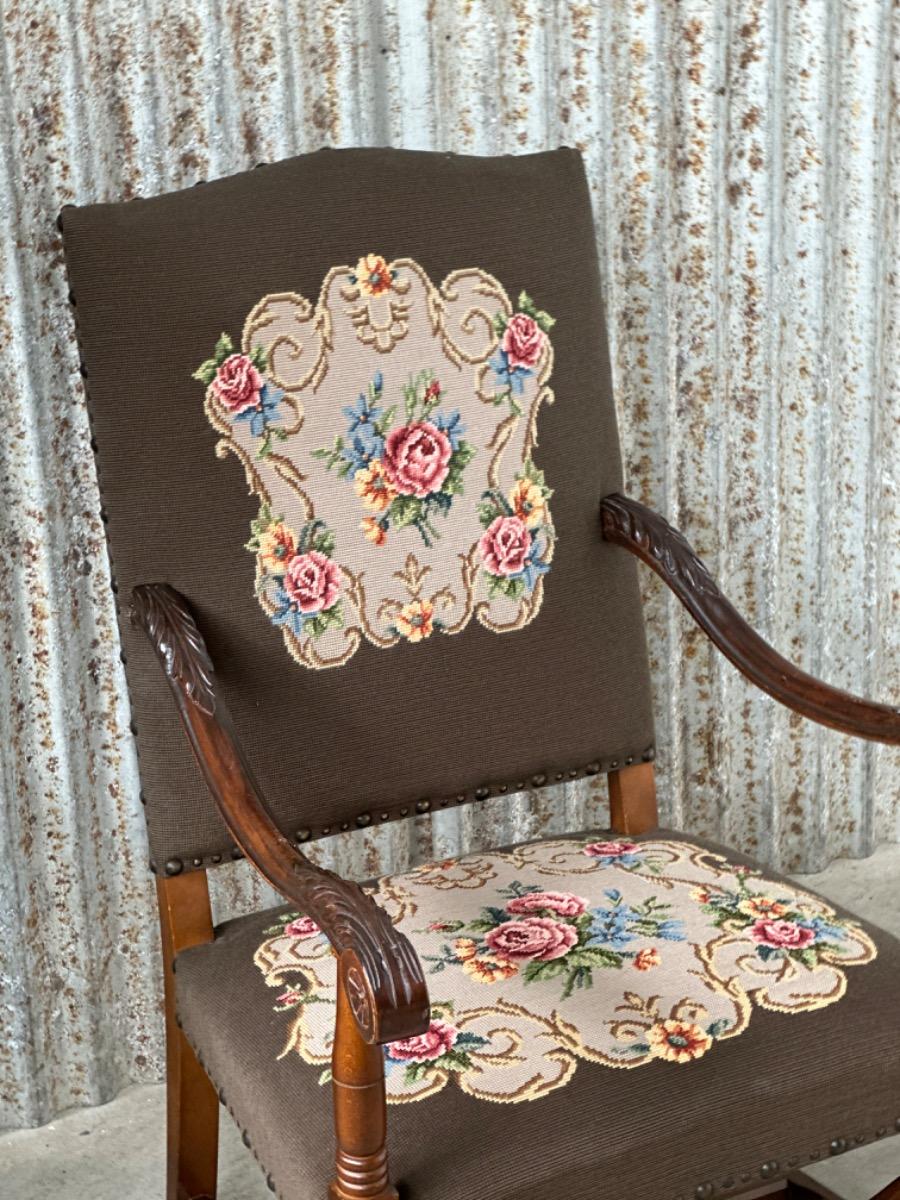 Antique  Embroidered Armchairs