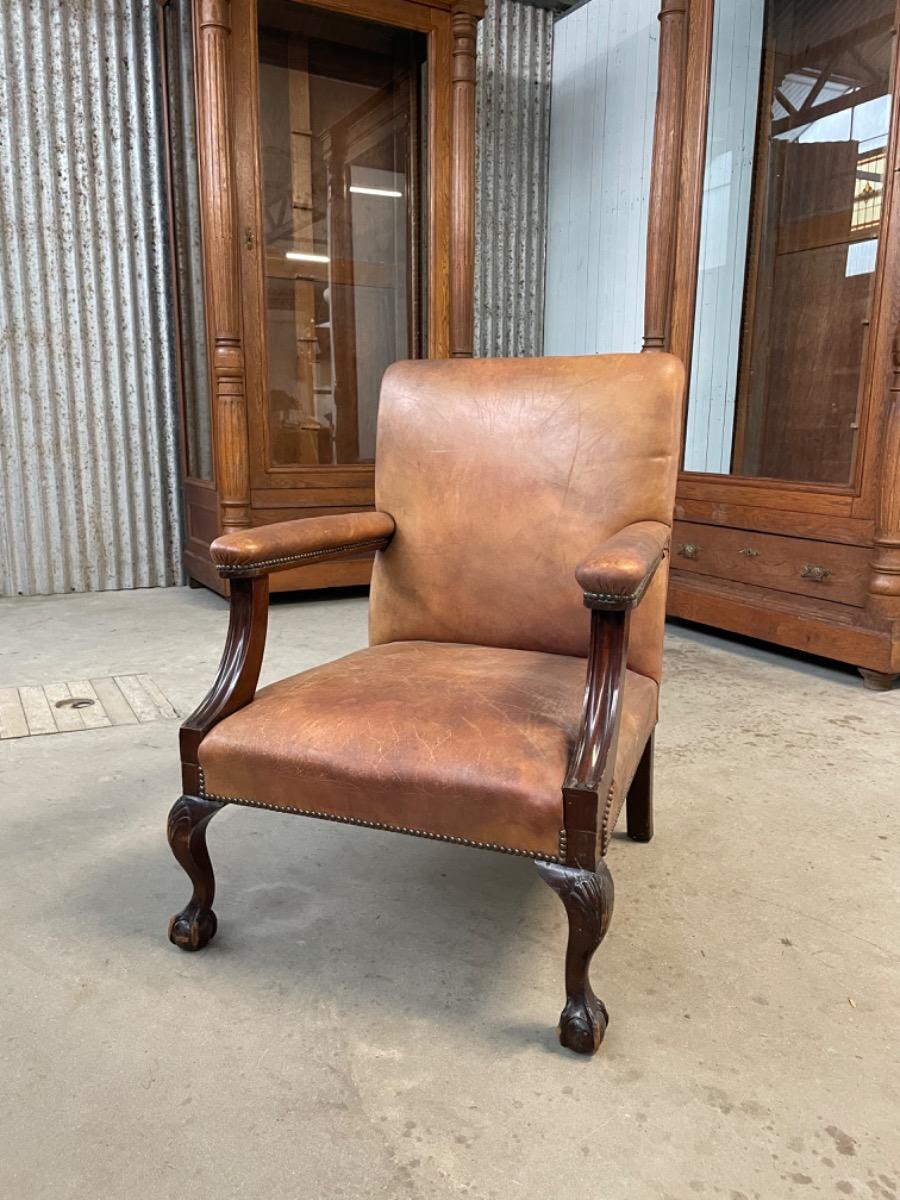 Antique leather armchair 
