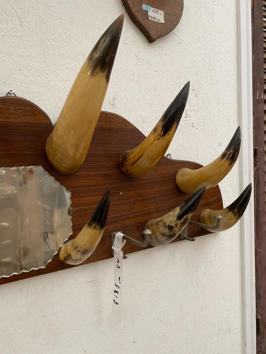 Antique mirror coat rack horns
