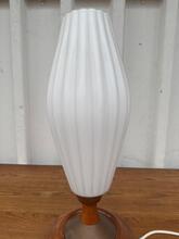 Antique style Scandinavian table lamp  in glass and wood 20-century