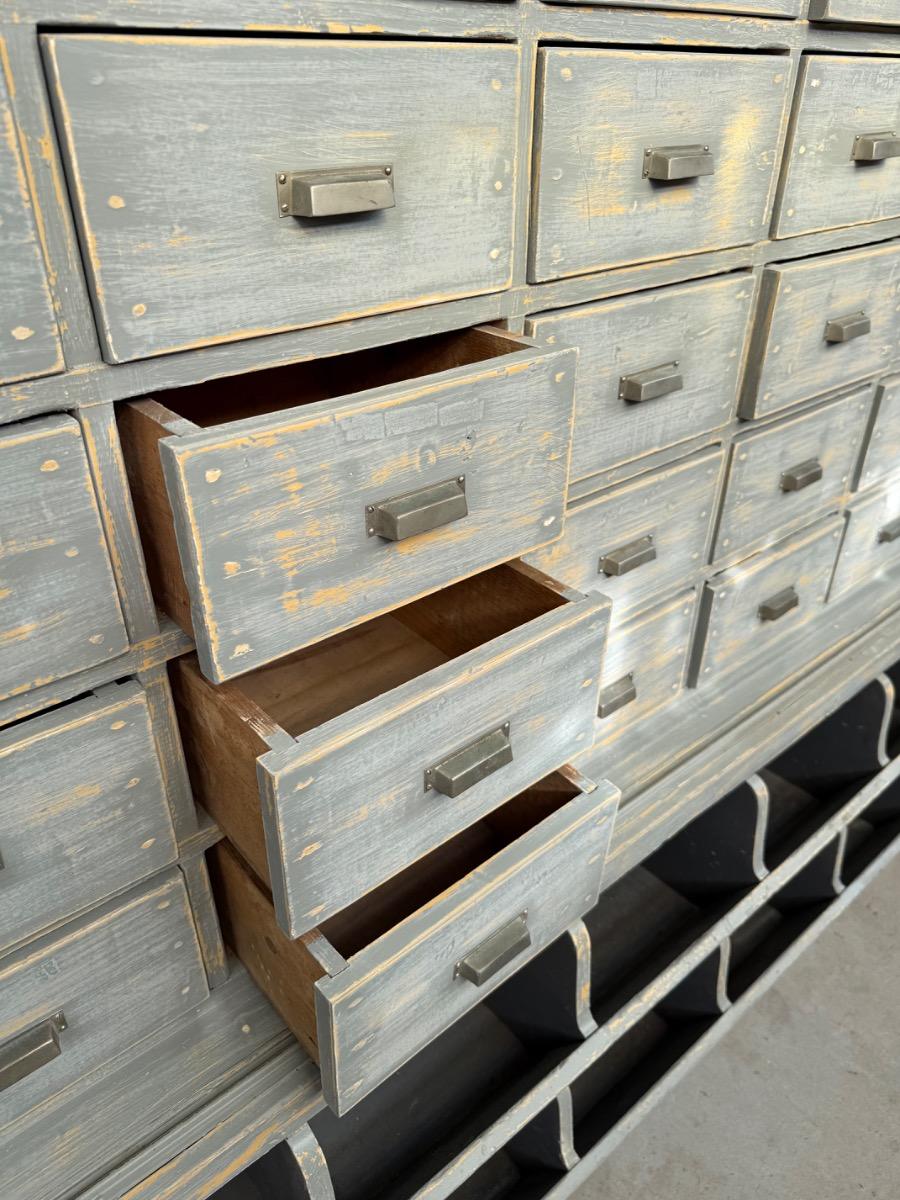 Antique shop cabinet in grey
