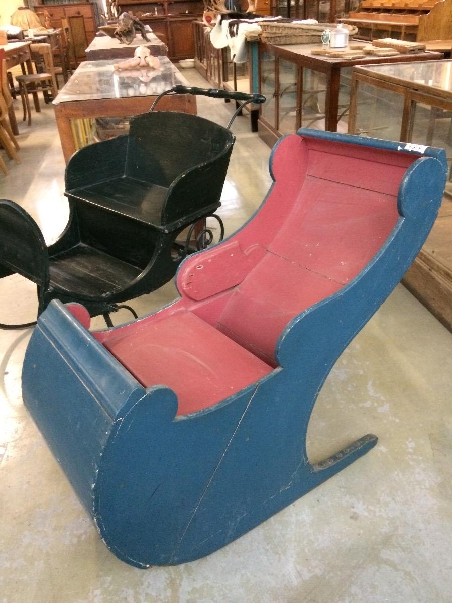 Antique wooden sled old painted