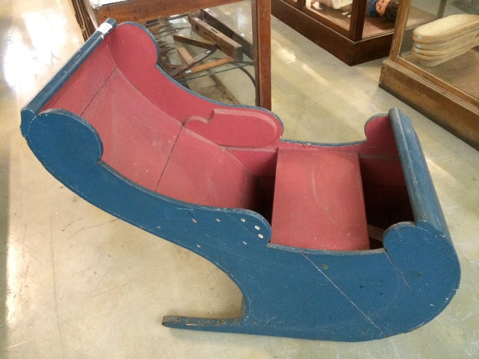 Antique wooden sled old painted