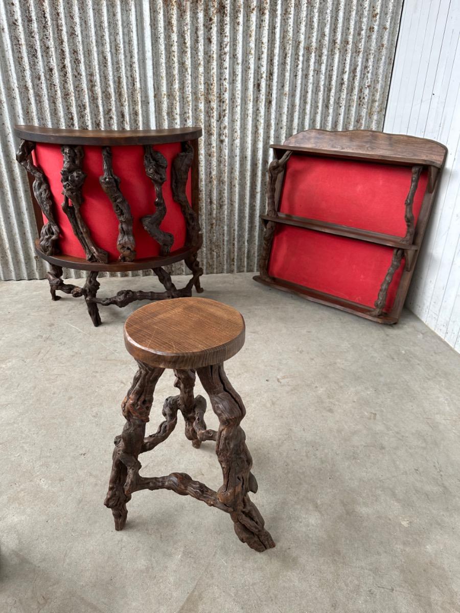 Bar shelves 2 x bar stools Vintage Wine bar
