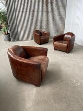 Design style Vintage armchairs leather 1950s in Leather, Europe 20e eeuw