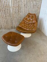 Lounge fauteuil+hocker Designer Geoffrey D Harcourt stijl in Leather, Europa 20e eeuw