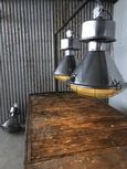 Industriële hanglamp Fabriekslamp stijl in Aluminium helder geribbeld glas, Europa 20e eeuws