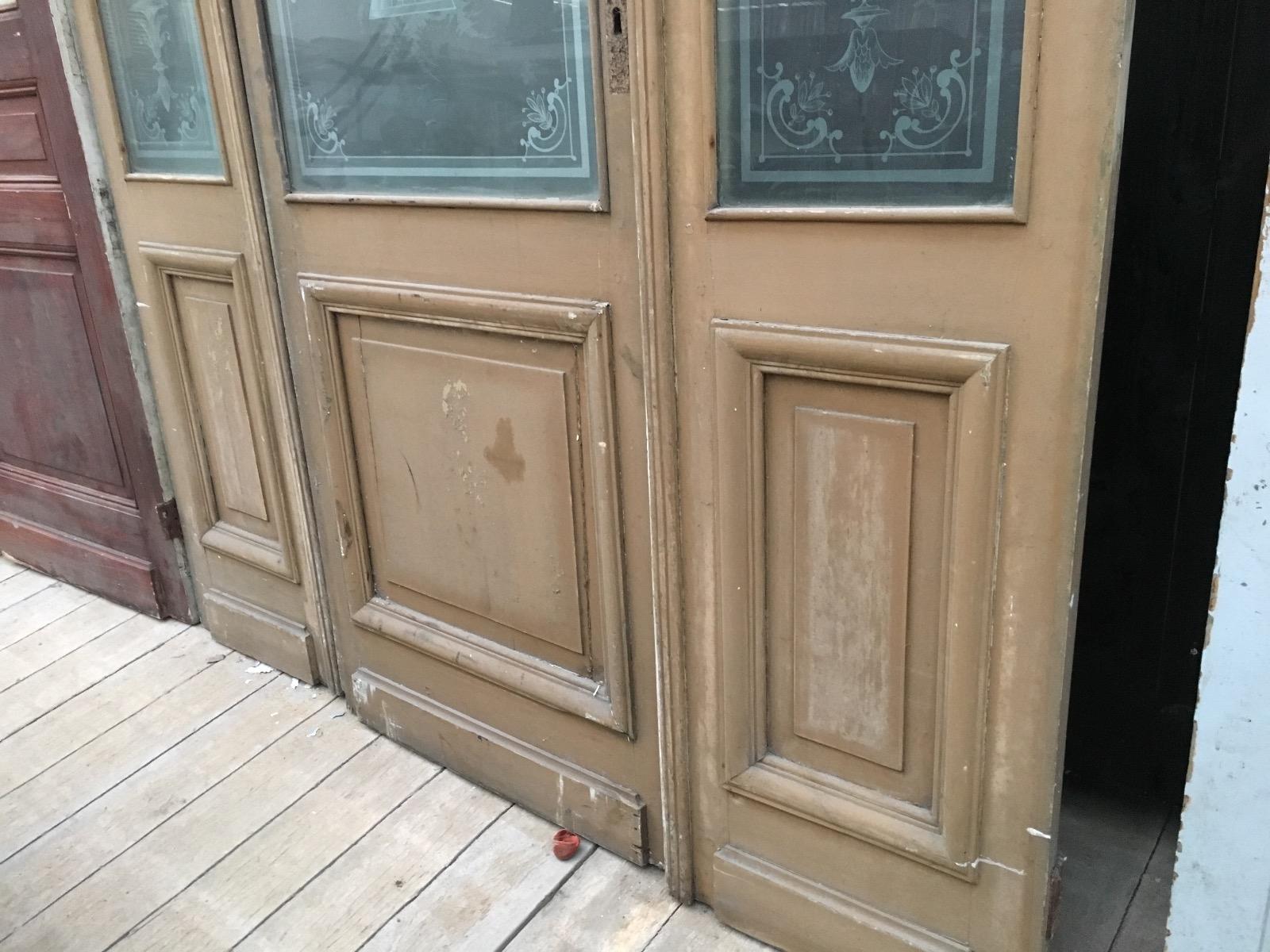 Old building material Antique set of 3 glass doors