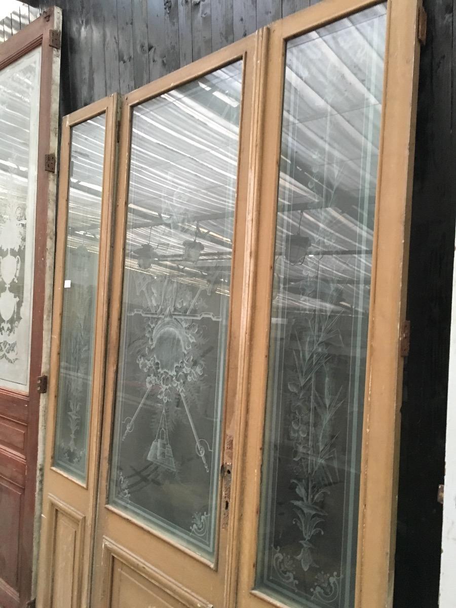 Old building material Antique set of 3 glass doors
