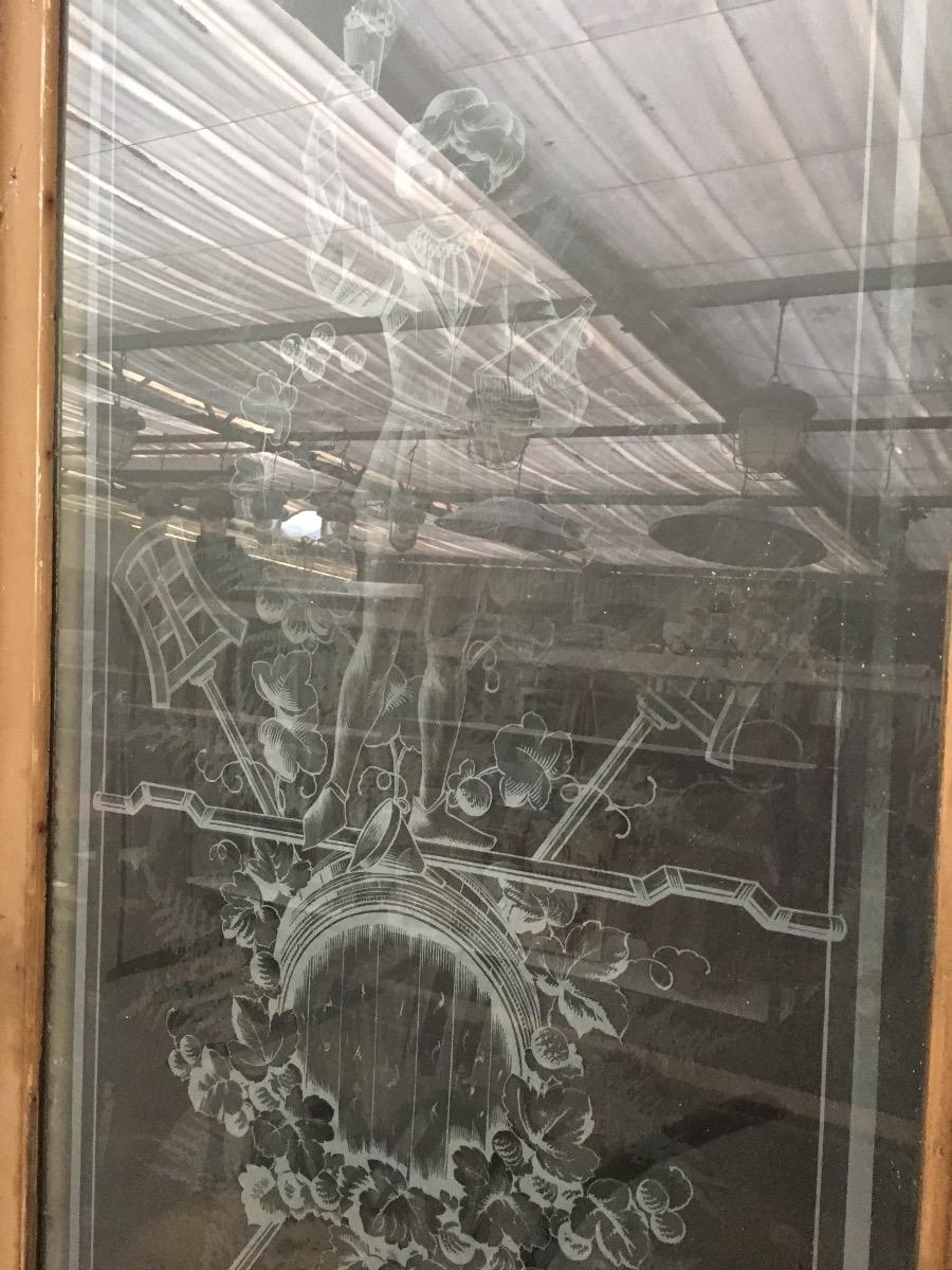 Old building material Antique set of 3 glass doors