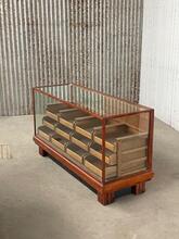 Set 2 stuks antieke toonbank glas