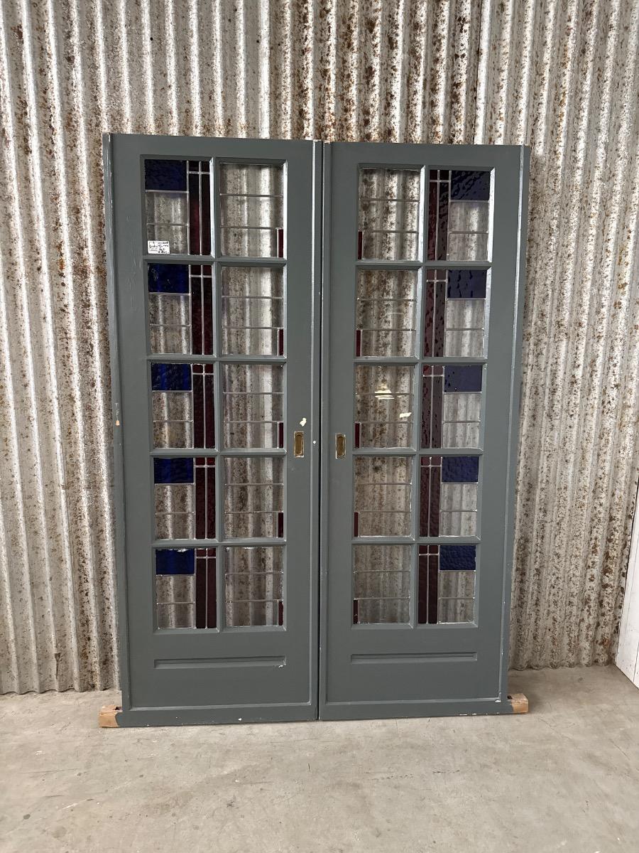 Set stained glass doors