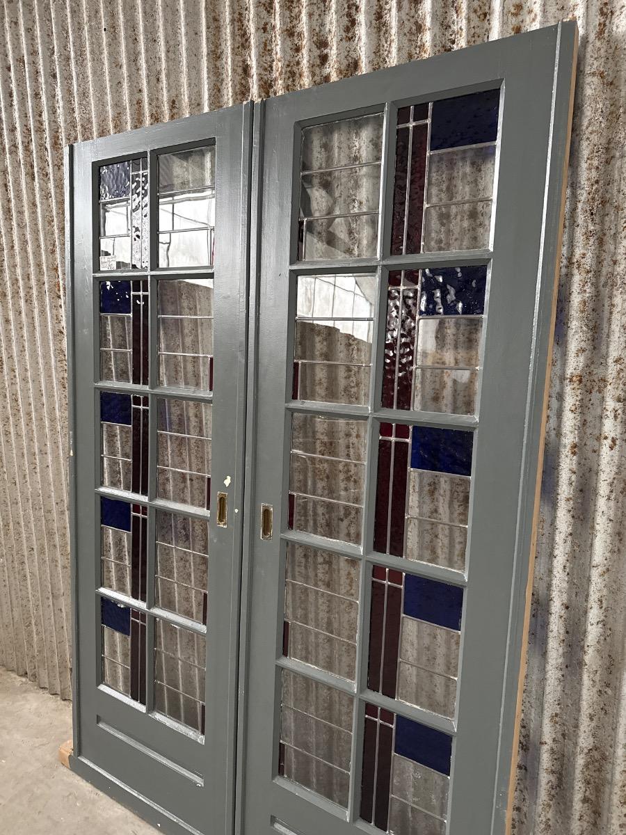 Set stained glass doors