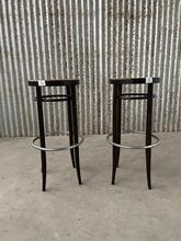 Kruk Thonet vintage stijl in Hout en webbing,