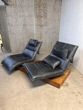 2-zits bank Vintage stijl in Leer en hout,