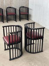Barrel chairs Thonet stoelen rond Vintage  stijl in hout en leer ,