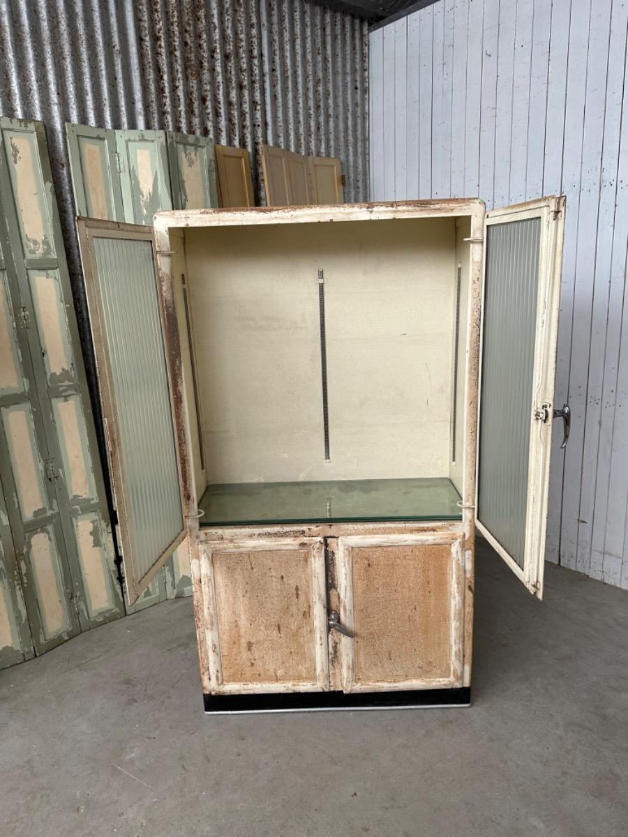 Vintage cabinet iron and glass