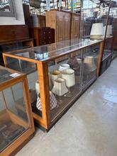 Vintage  style Glass counter in glass and wood, europa