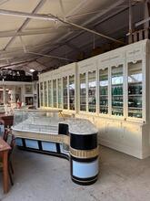 Vintage style Glass counter shopfitting in Glass and wood